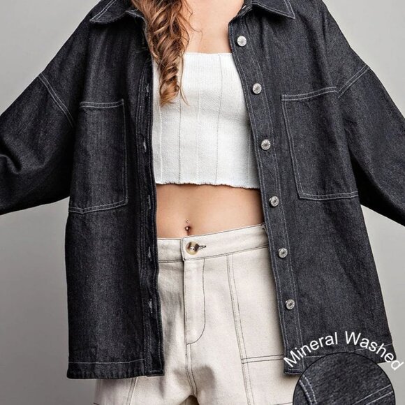 NWT Mineral Washed Denim Jean Jacket - Picture 5 of 7